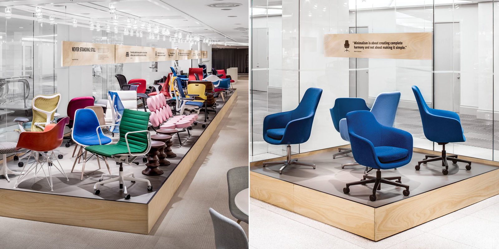 Herman Miller showroom with different chair arrangements