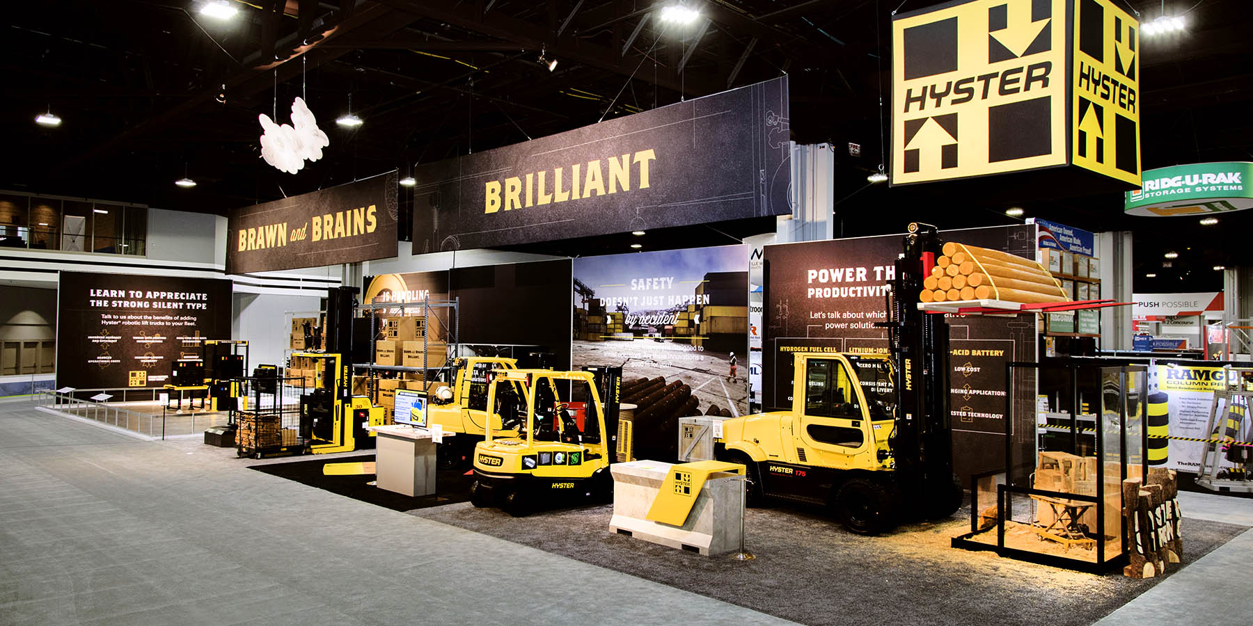 Panoramic view of Hyster trade show booth