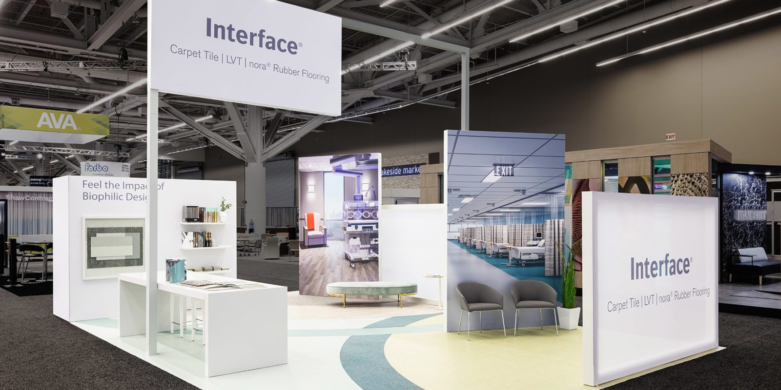 Panoramic view of the Interface trade show booth
