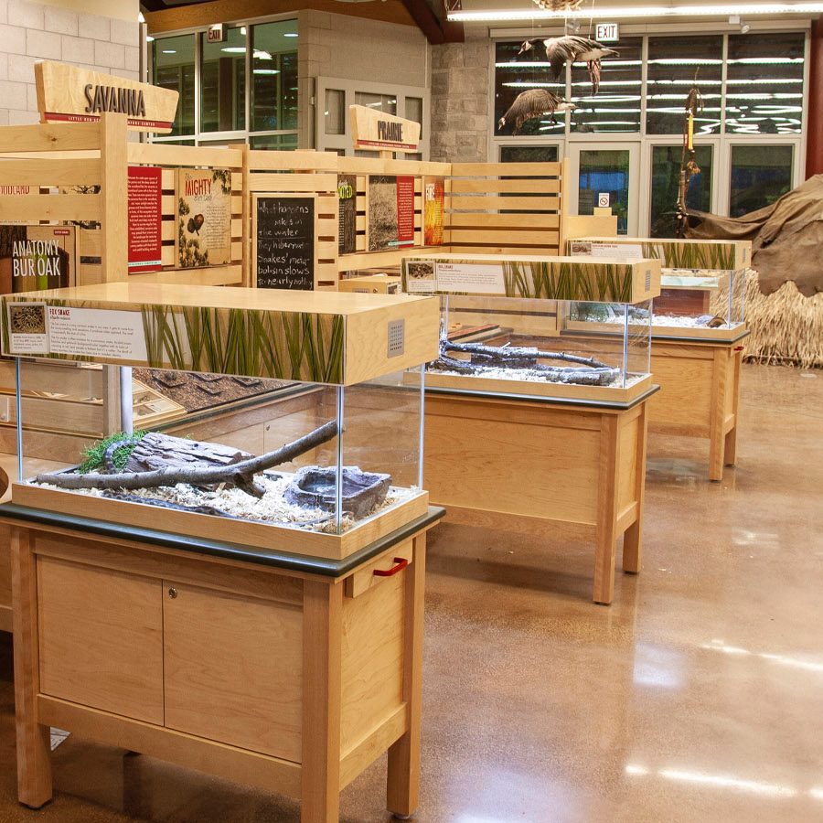 Work stations at the Little Red Schoolhouse Nature Center