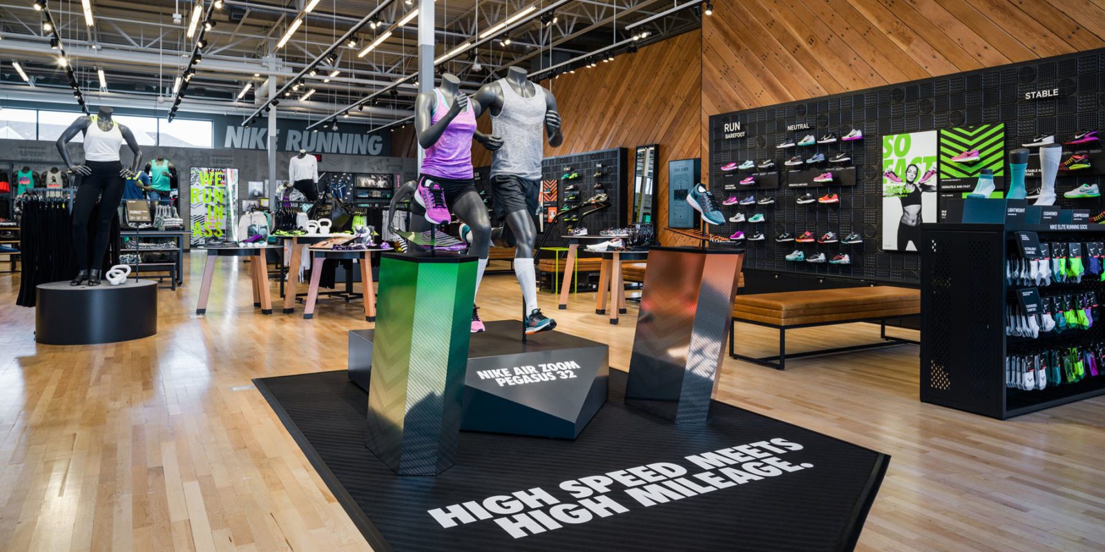 Panoramic view of Nike store branded environment