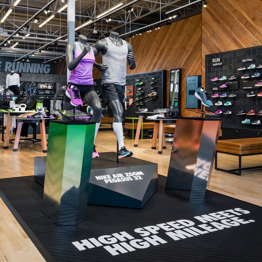 Panoramic view of Nike store branded environment