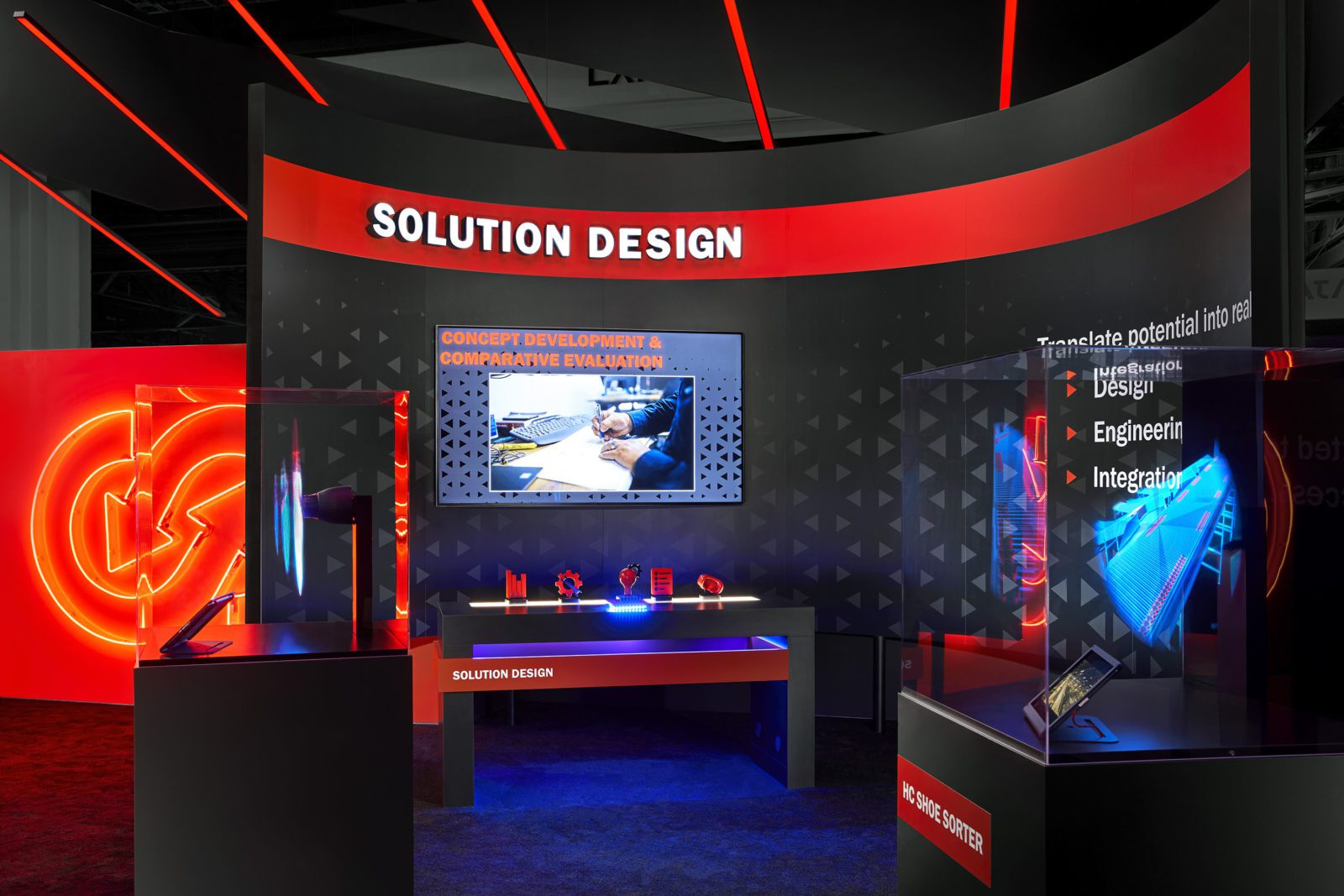 3 MHS_MODEX22_004 MHS trade show booth showing the research and development process