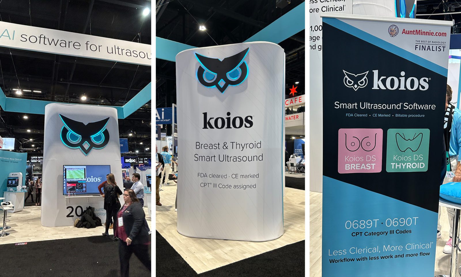 Signs and elements at the Koios Medical booth