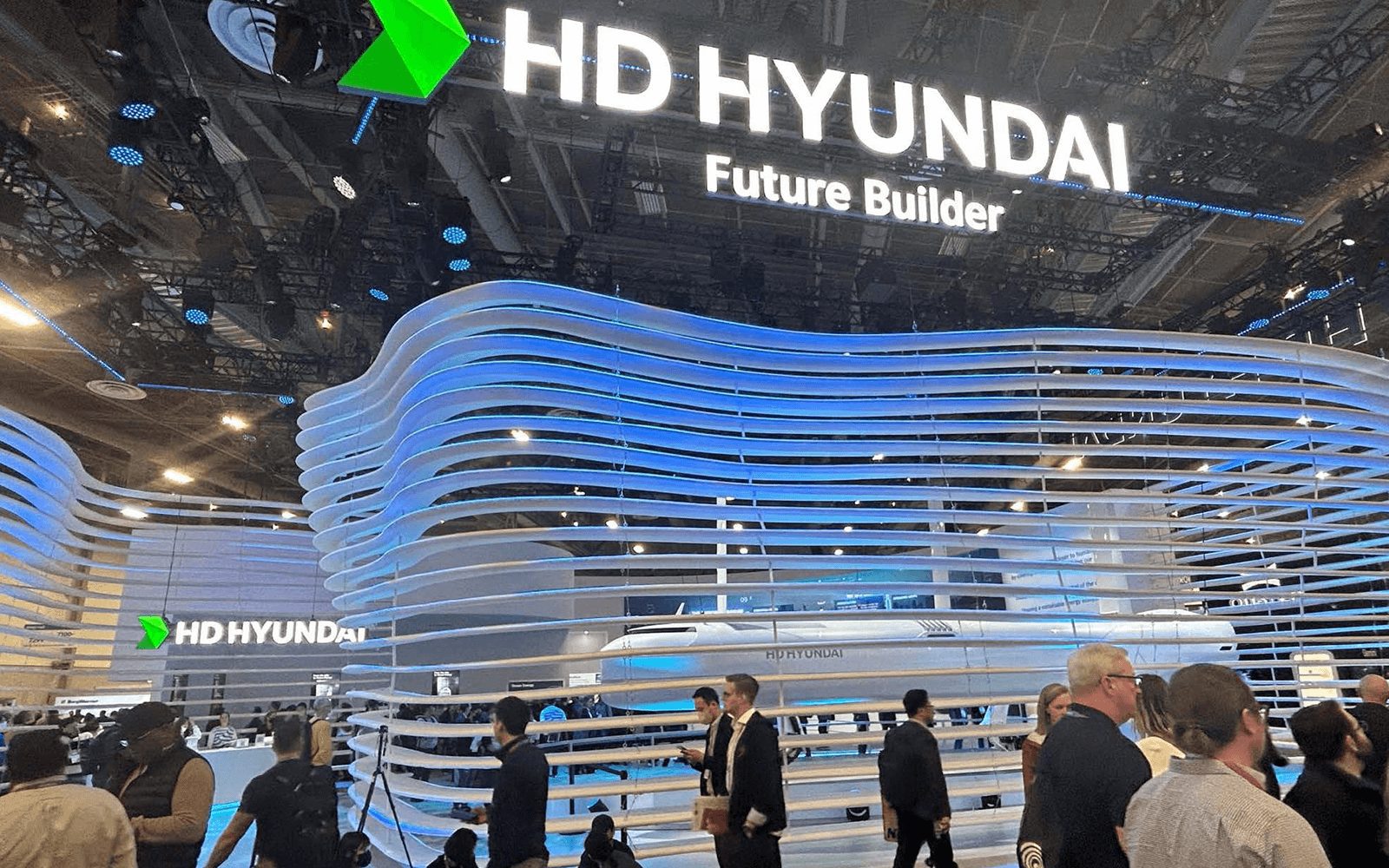 The exterior of the HD Hyundai booth