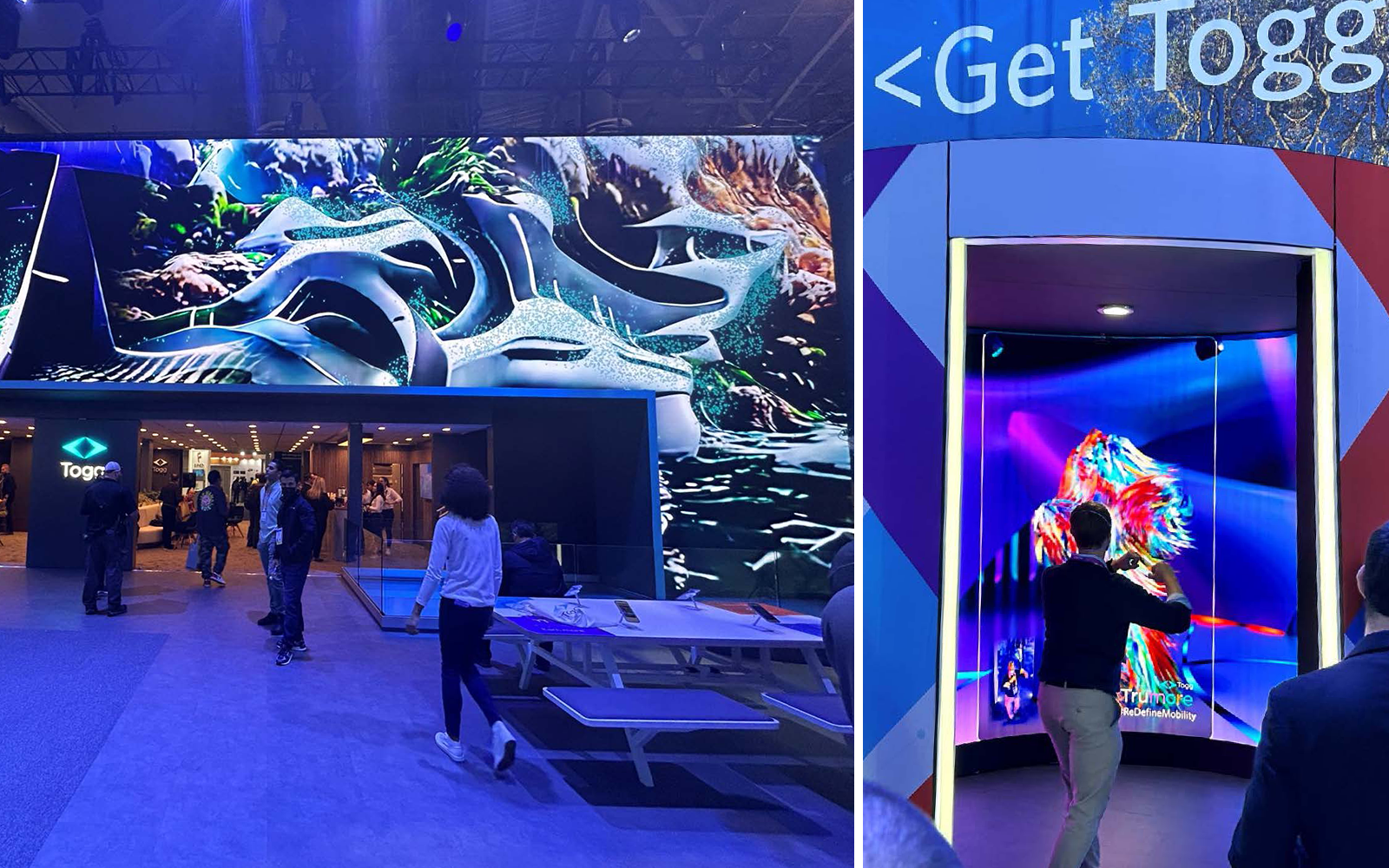 A video wall and digital twin experience at the Togg exhibit
